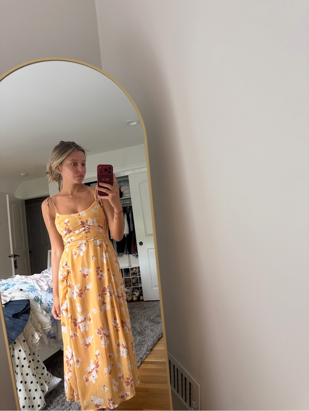 Abercrombie & Fitch Mustard Yellow Floral Maxi Slip Dress